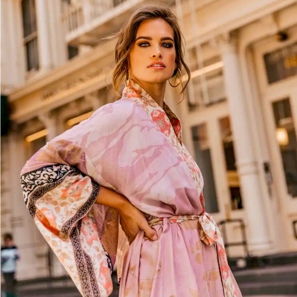 🦩🌴 Pink Flamingo Floral Kimono Swim Coverup ~ Brand New - Picture 4 of 17